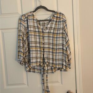 Maurices Yellow and Black Plaid Button-Down Shirt